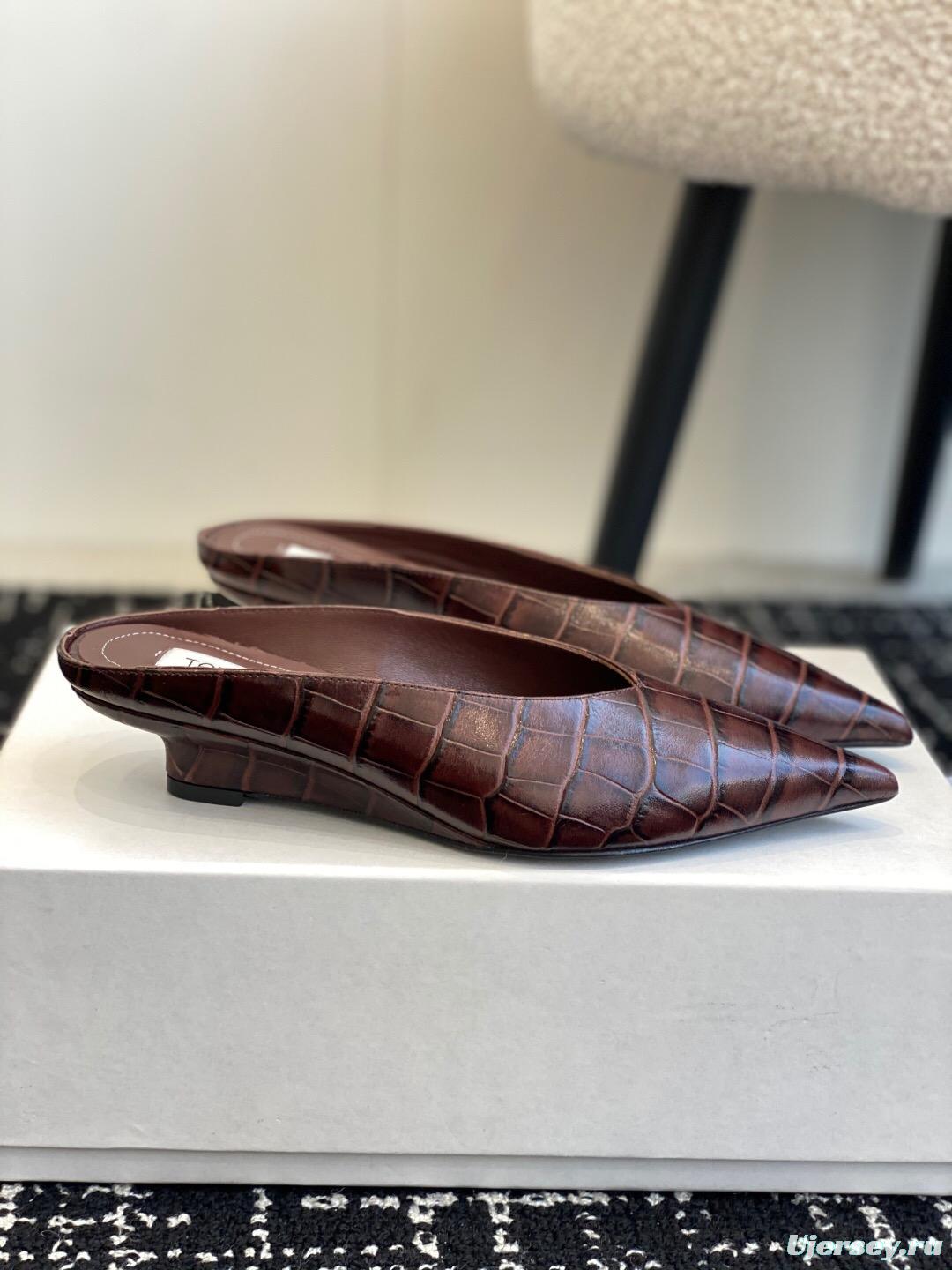 2025 Women Toteme Brown Leather Mule Shoes