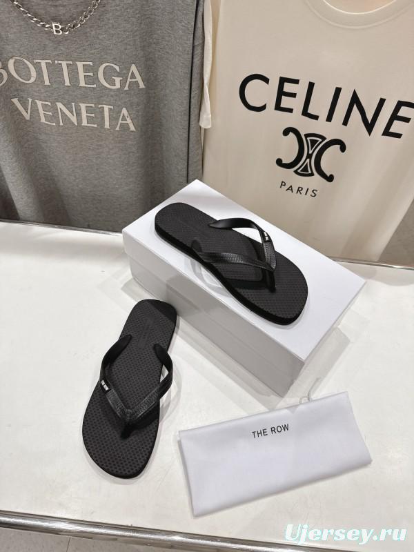 2025 Unisex The Row Black Rubber Flip Flop Minimalist Design Casual Beach Sandals KFY00160