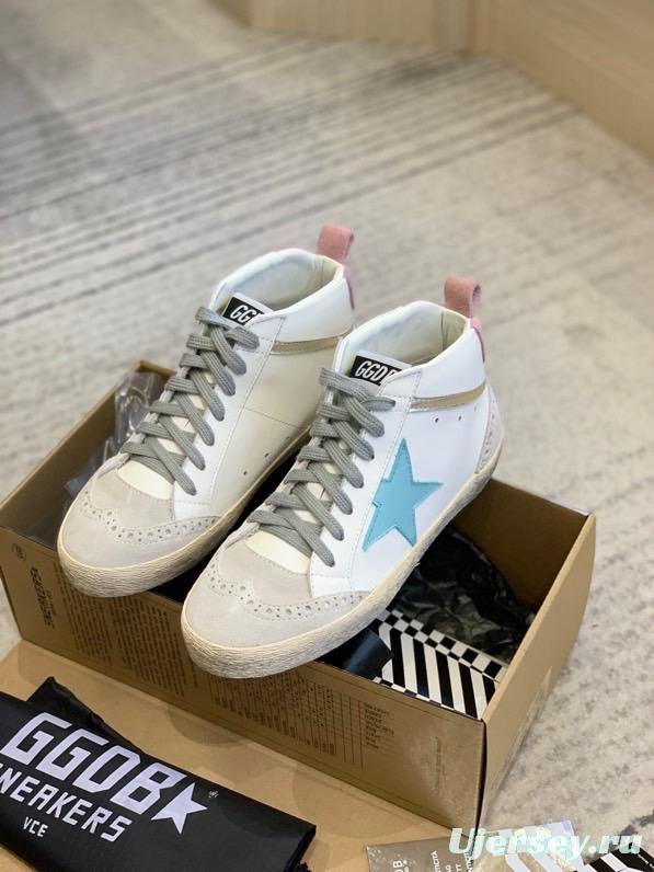 2024 Unisex GGDB White Blue Suede Leather High Top Sneakers MJ00300
