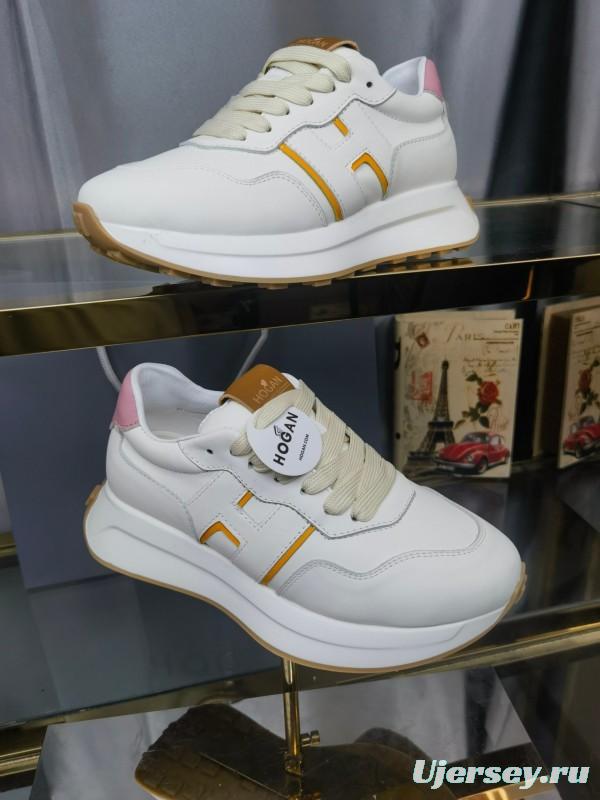 2025 Women HOGAN White Pink Leather Sneakers LY00360