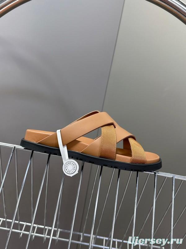 2025 Slippers Hermès Brown Leather Slippers