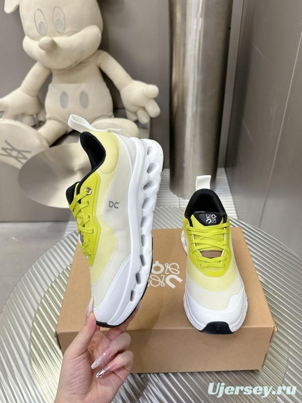 2025 Unisex Loewe Yellow White Black Mesh Leather Sneakers