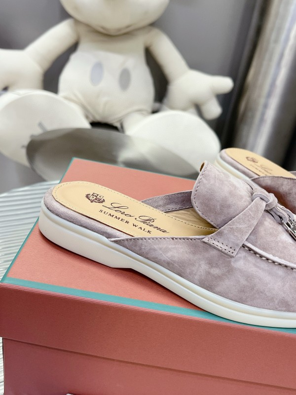2024 Slippers LP Gray Suede Leather Mule Slippers