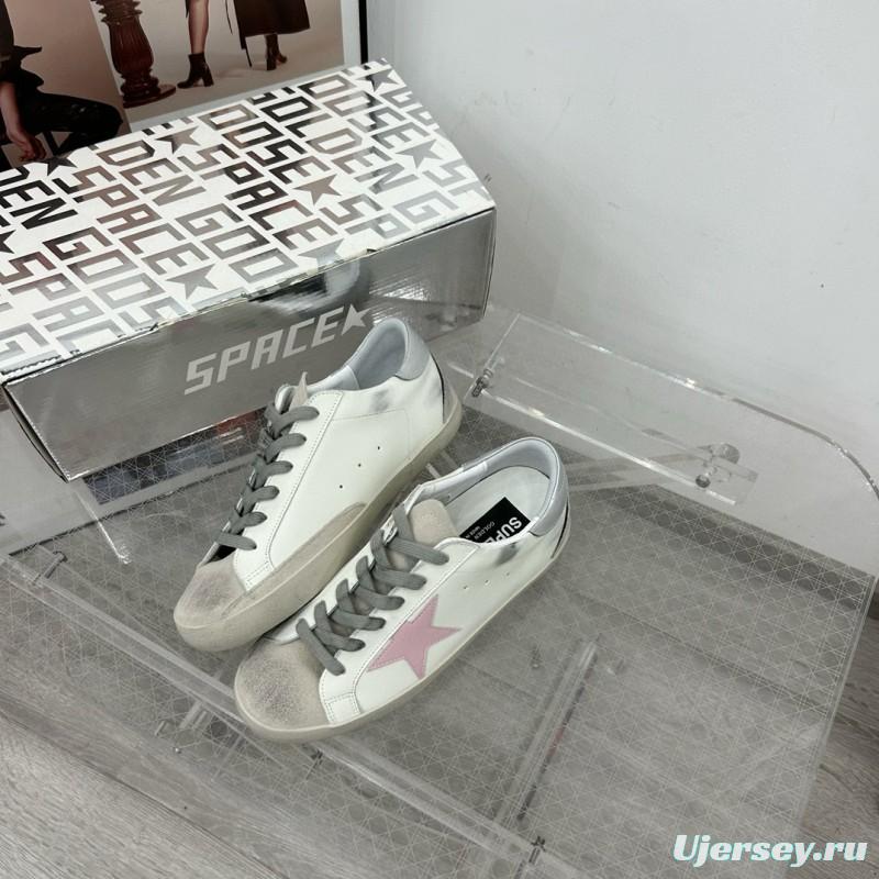 2025 Women GGDB White Pink Leather Sneakers