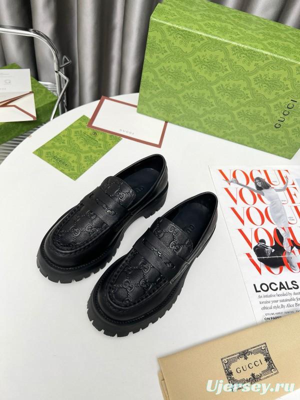 2024 Women Gucci Black Leather Loafers MJ00320