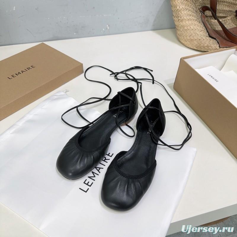 2025 Women LEMAIRE Black Calf Leather Mary Jane Lace-up KFY00300