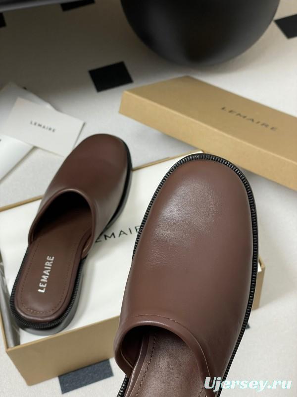2025 Slippers Lemaire Brown Leather Slippers KFY00310