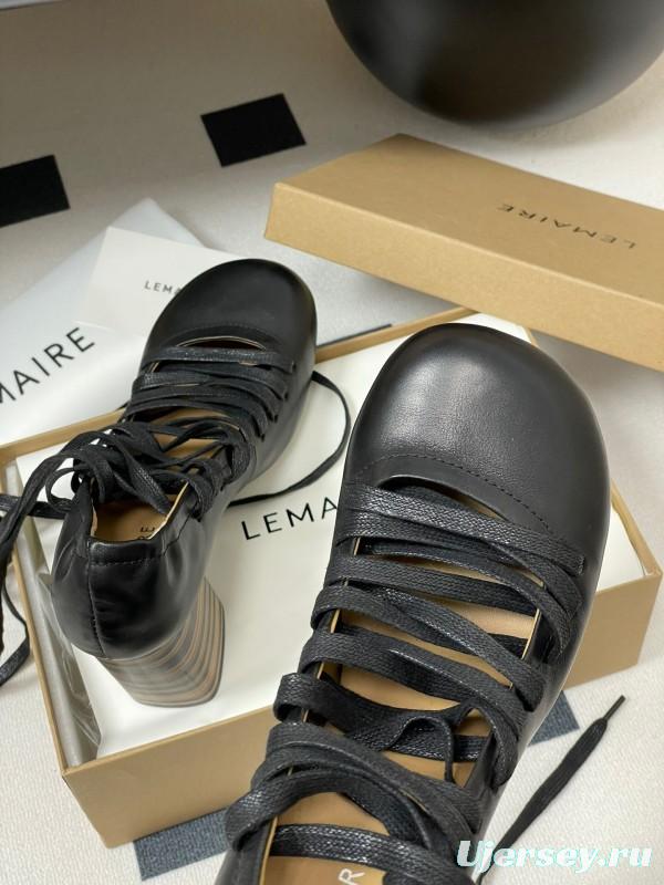 Lemaire 2025 SS Spring Collection Ballet Flats Derby Shoes with Laces Flat Heel and High Heel - KFY00310