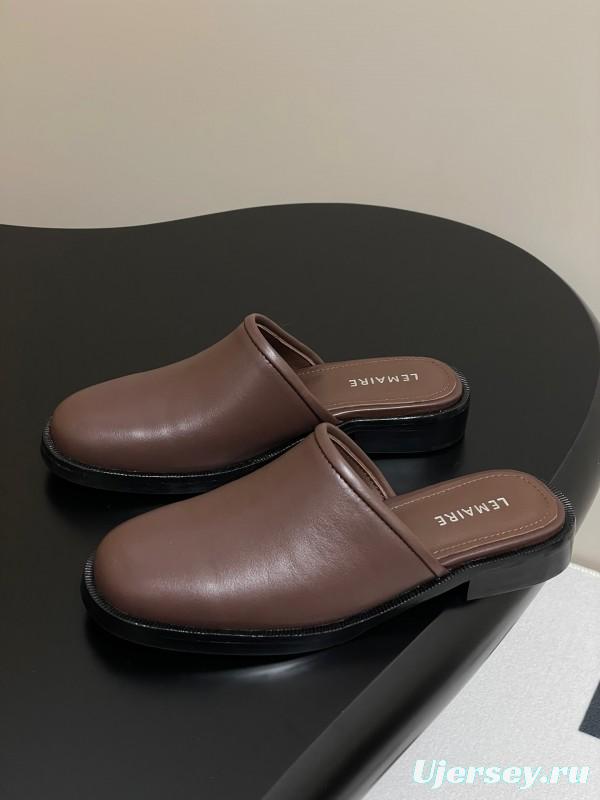 2025 Slippers Lemaire Brown Leather Slippers KFY00310