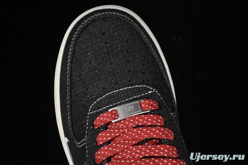 Nike Air Force 1'07 Low Stussy Collaboration Dark Grey Woven Casual Sneakers - LW9279-002