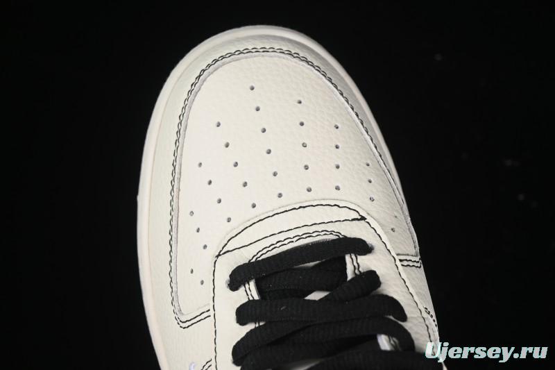 Nike Balenciaga Air Force 1'07 Low Collaboration Triple Swoosh Beige Black Casual Shoes - FR0538-090