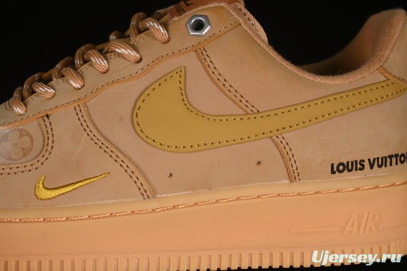 Louis Vuitton x Nike Air Force 1 '07 Low Casual Sneakers with Monogram Print in Wheat - CJ9179-200