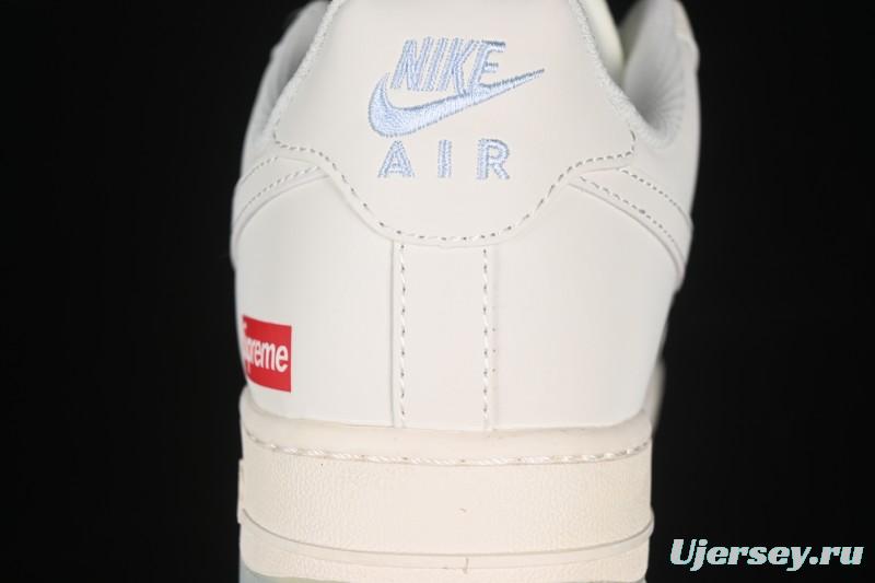 Nike Air Force 1 '07 Low Supreme Collaboration Two-Tone Beige Blue Casual Skate Shoes - XX3168-179