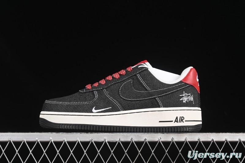 Nike Air Force 1'07 Low Stussy Collaboration Dark Grey Woven Casual Sneakers - LW9279-002