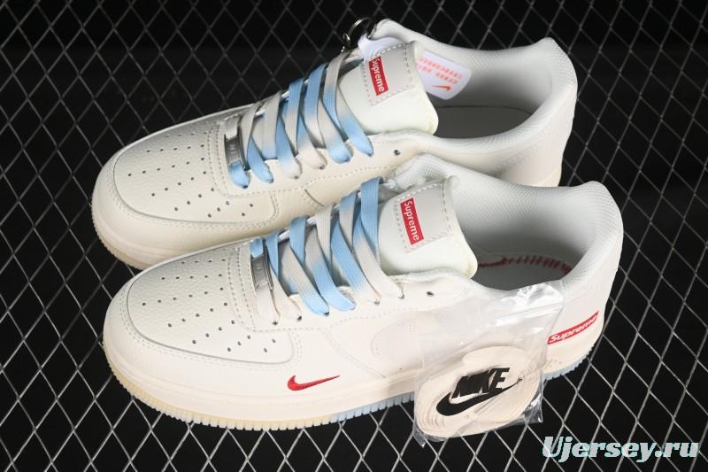 Nike Air Force 1 '07 Low Supreme Collaboration Two-Tone Beige Blue Casual Skate Shoes - XX3168-179