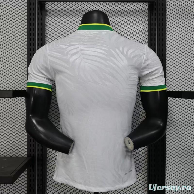 Player Version 2025 Brazil White with Rooster Print Jersey