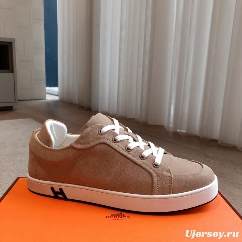 2025 Unisex H Beige White Suede Leather Sneakers AS00380