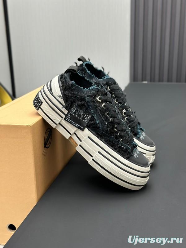2025 Unisex XVESSEL Black Canvas Plimsolls Distressed Artistic AS00260