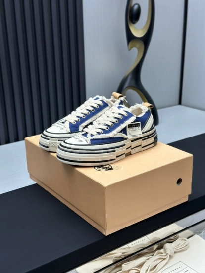 2025 Unisex XVESSEL Navy White Canvas Plimsolls Vulcanized AS00240