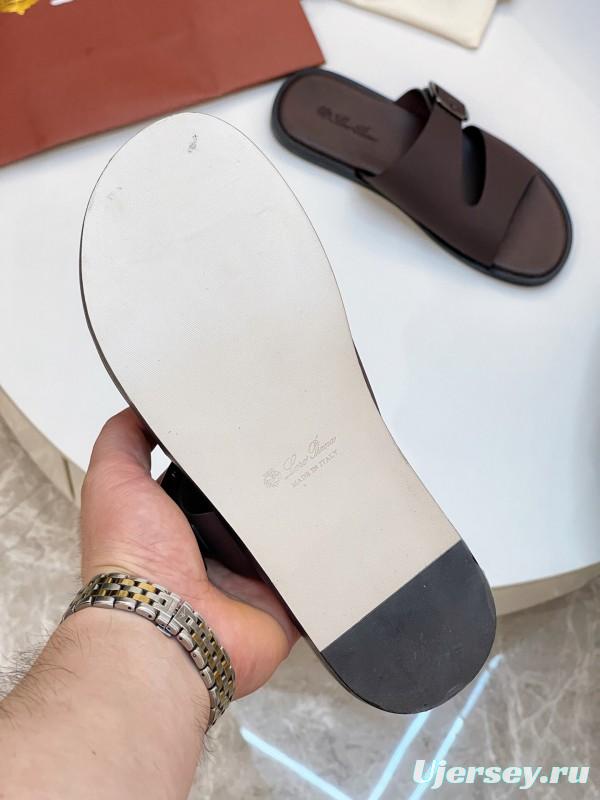 2025 Men Le Parmentier Brown Leather Slippers AS00250