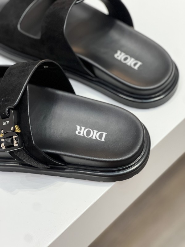 2025 Men Dior Black Leather Slippers AS00190