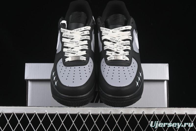 Nike Air Force 1 '07 Low Black Silver Court Low-Top Casual Sneakers - ZH0316-085