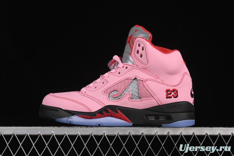 Awake NY Air Jordan 5 Retro Sneakers with Arctic Pink Colorway and Awake NY Logo Mesh - DV4982-600