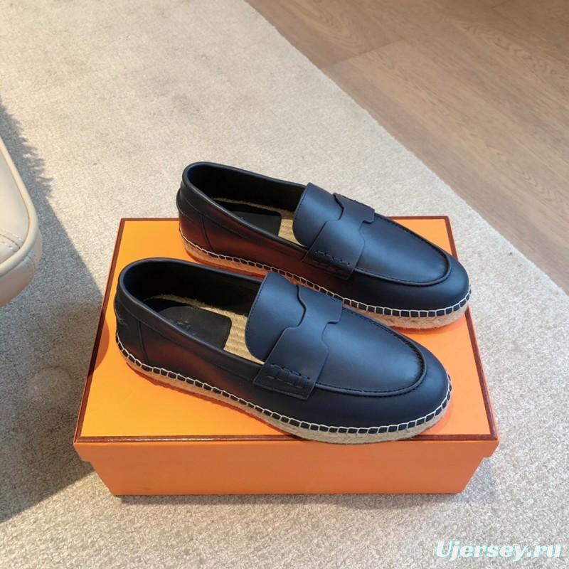 2025 Unisex Hermes Black Calfskin Loafers AS00380