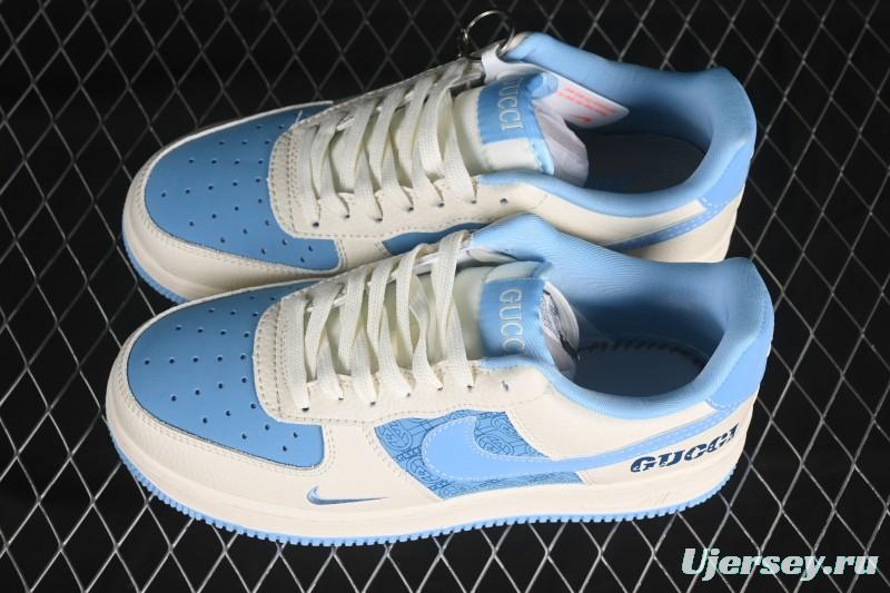 Nike Air Force 1 '07 Low Gucci Collaboration Ice Blue Low-Top Casual Sneakers - DF0188-067