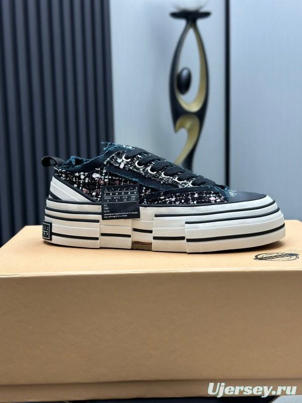 2025 Unisex XVESSEL Black White Canvas Platform Vulcanized Sneakers AS00260