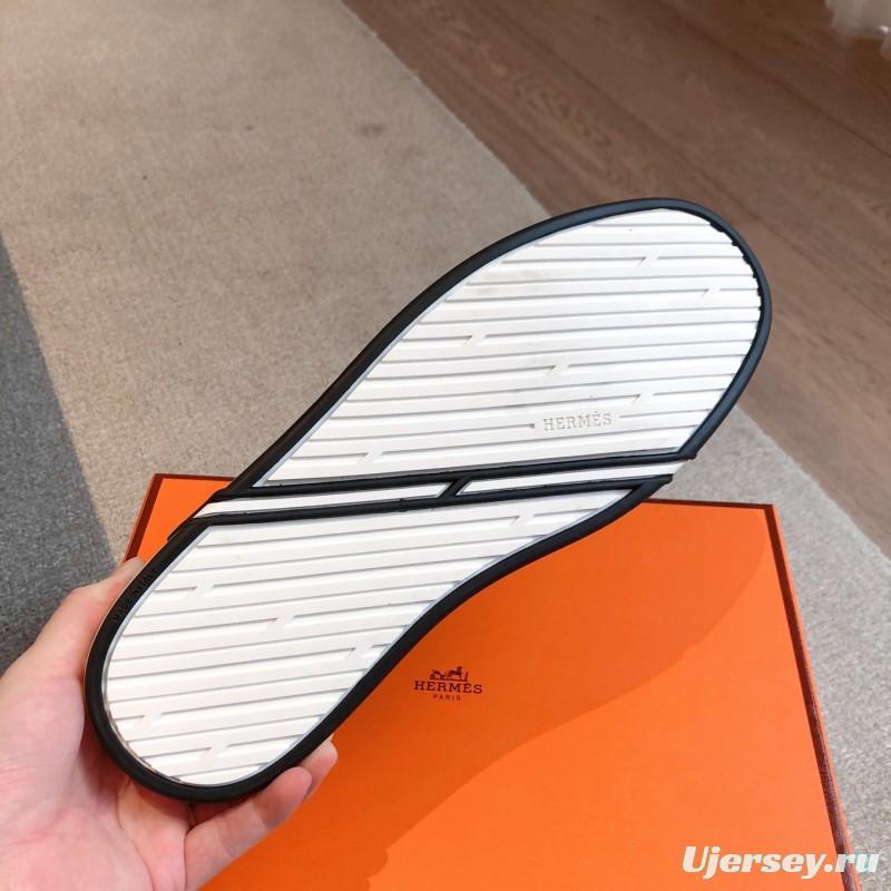 2025 Men Hermes Gray Leather Sneakers Casual AS00380