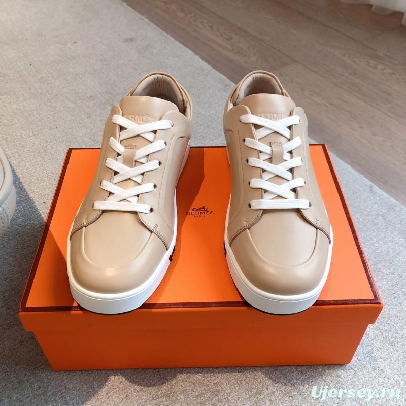 2025 Unisex H Beige Leather Sneakers AS00380