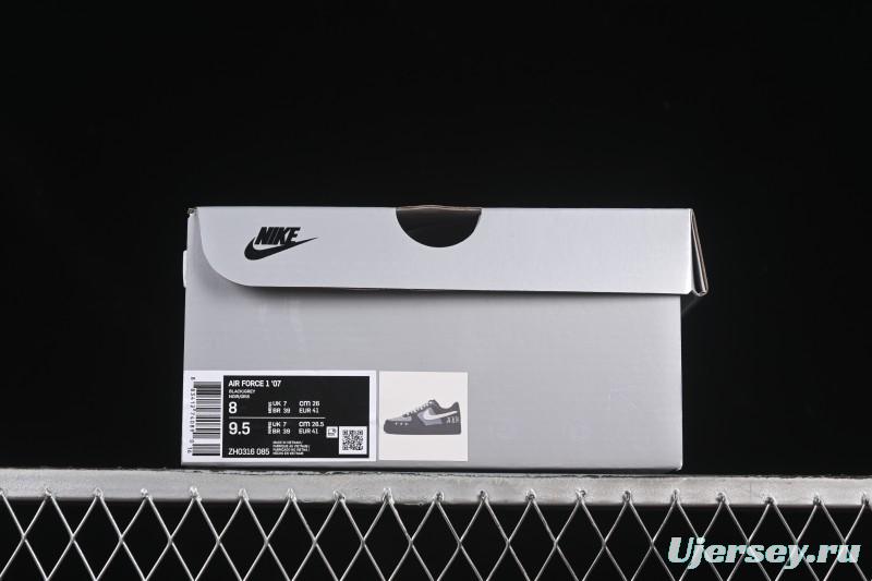 Nike Air Force 1 '07 Low Black Silver Court Low-Top Casual Sneakers - ZH0316-085