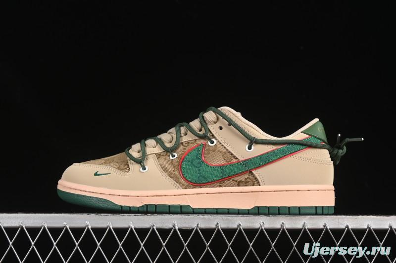 Nike SB Dunk Low Gucci Collaboration Strap Green Swoosh Anniversary High-End Custom Low-Top Casual Skate Shoes - DM6868-087
