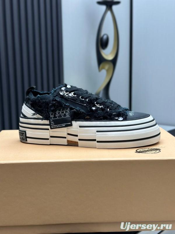 2025 Unisex XVESSEL Black Canvas Plimsolls Distressed Artistic AS00260