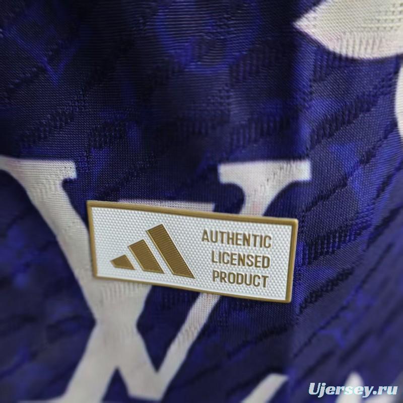 Player Version 25/26 Real Madrid Blue with Louis Vuitton Monogram Pattern Jersey