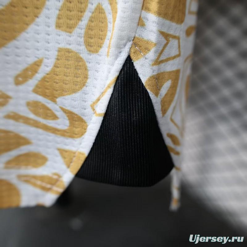 Player Version 25/26 FC Palestine White with Golden Floral Pattern Jersey