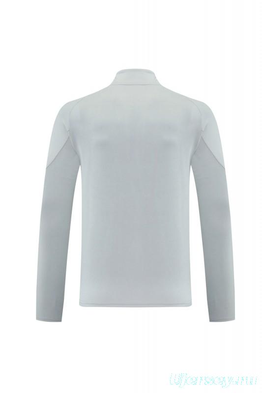 2025 Adidas Light Grey & Black with Leopard Print Pattern Half Zipper Jacket +Long Pants