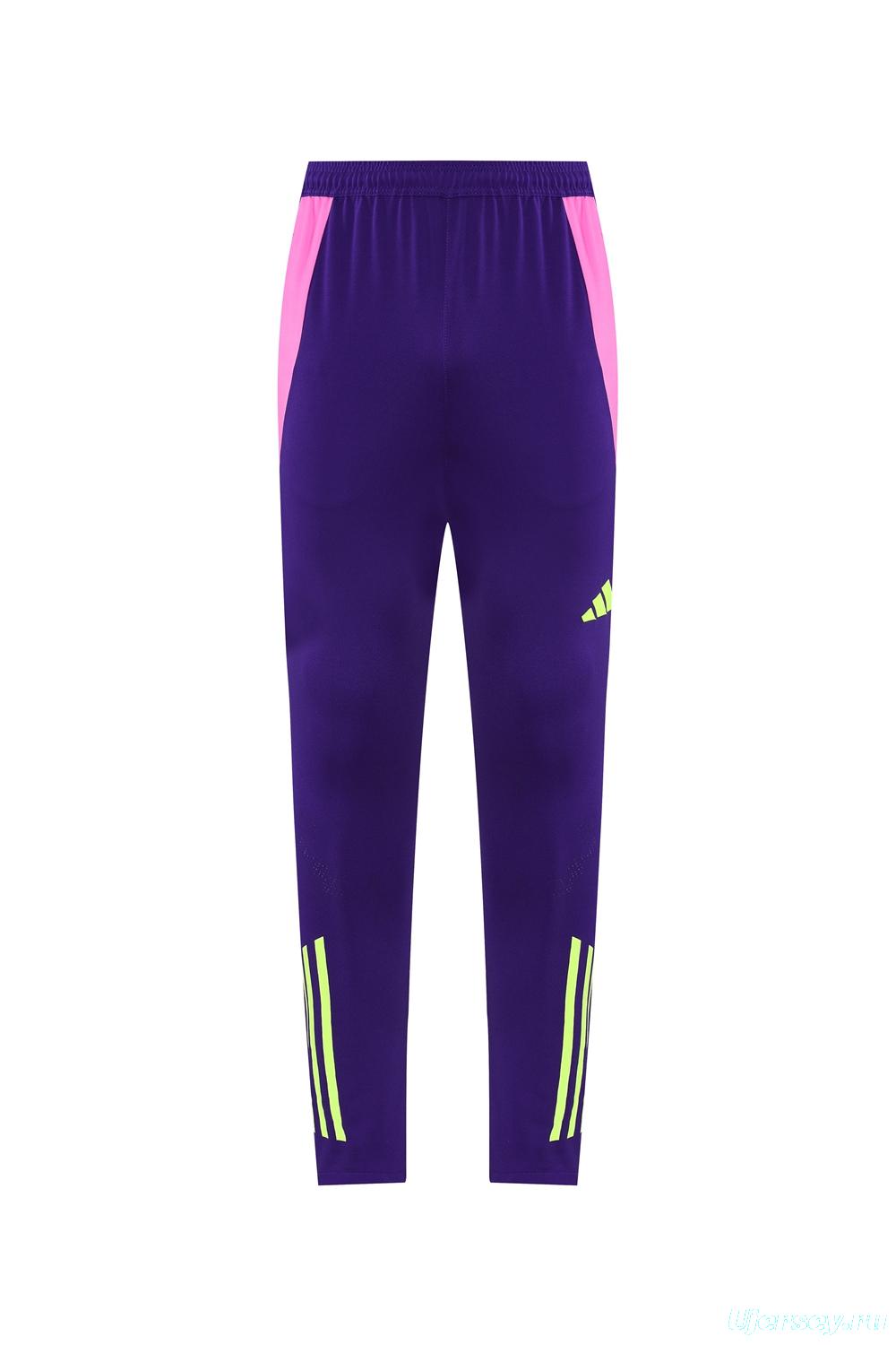 2025 Adidas Purple/Neon Green Half Zipper Jacket +Long Pants