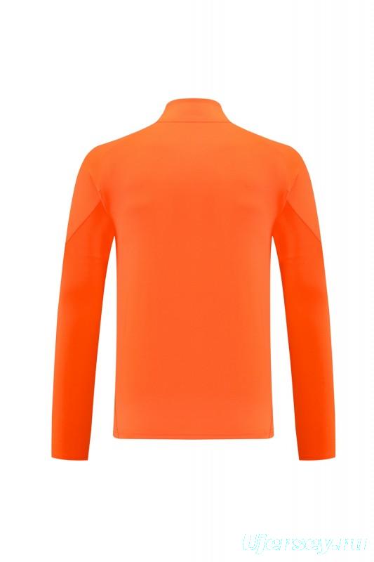 2025 Adidas Orange & Black with Leopard Print Pattern Half Zipper Jacket +Long Pants