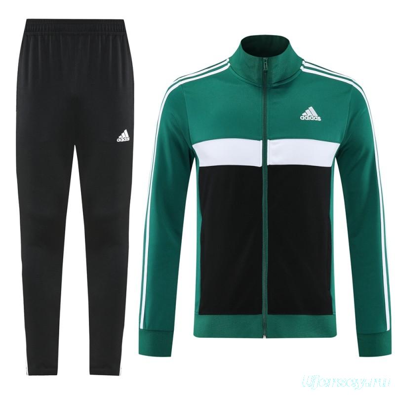 2025 Adidas Green/Black Full Zipper Jacket +Long Pants