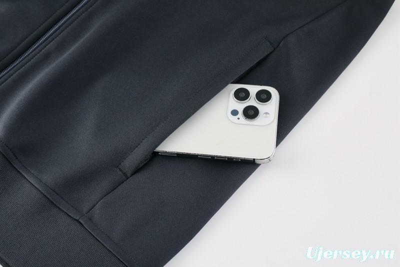 2025 Nike Black/Deep Grey Full Hoodie Zipper Jacket +Long Pants