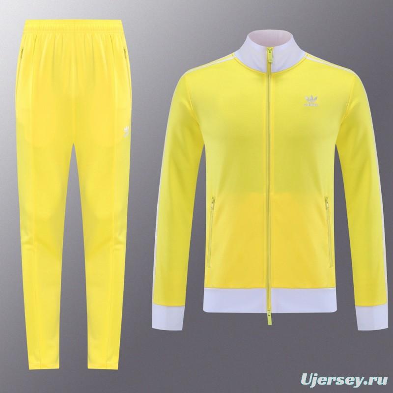 2025 Adidas Original Yellow Full Hoodie Zipper Jacket +Long Pants