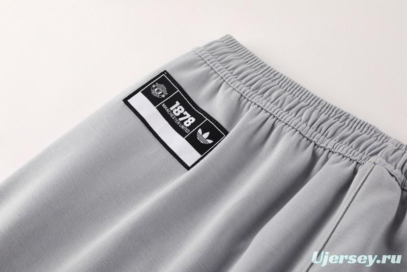 25/26 Manchester United Hooide Grey Full Zipper Jacket + Long Pants