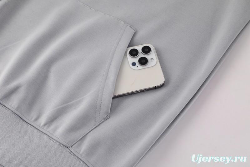 25/26 Manchester United Hooide Grey Full Zipper Jacket + Long Pants