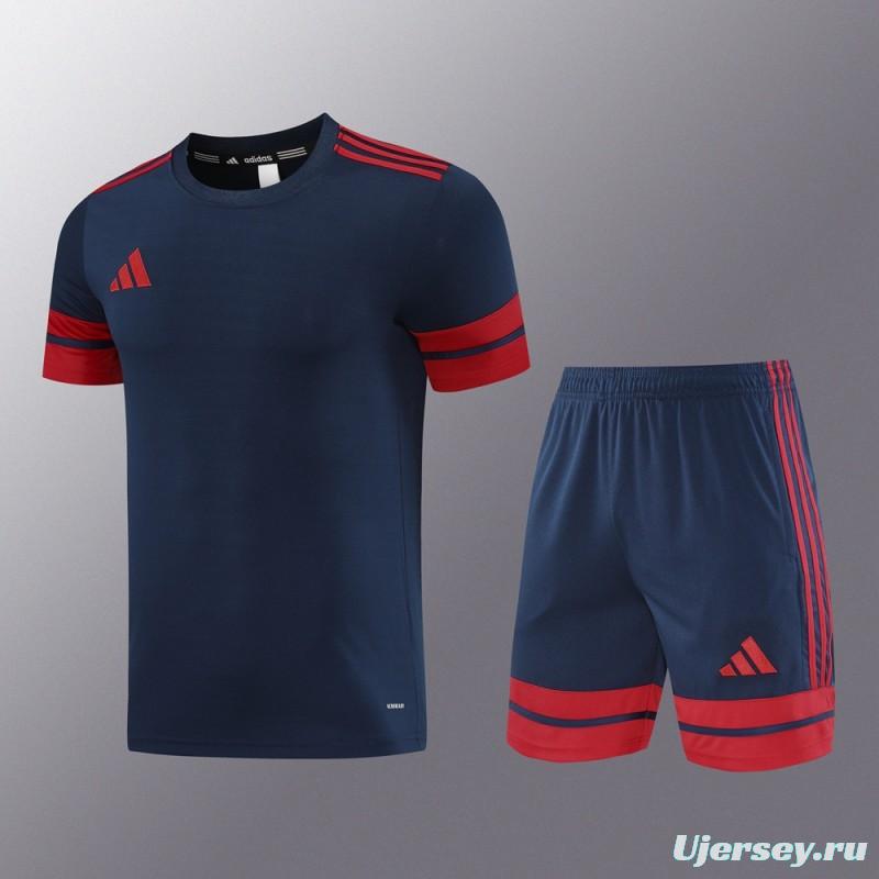 2025 Adidas Black/Red Short Sleeve Jersey+Shorts