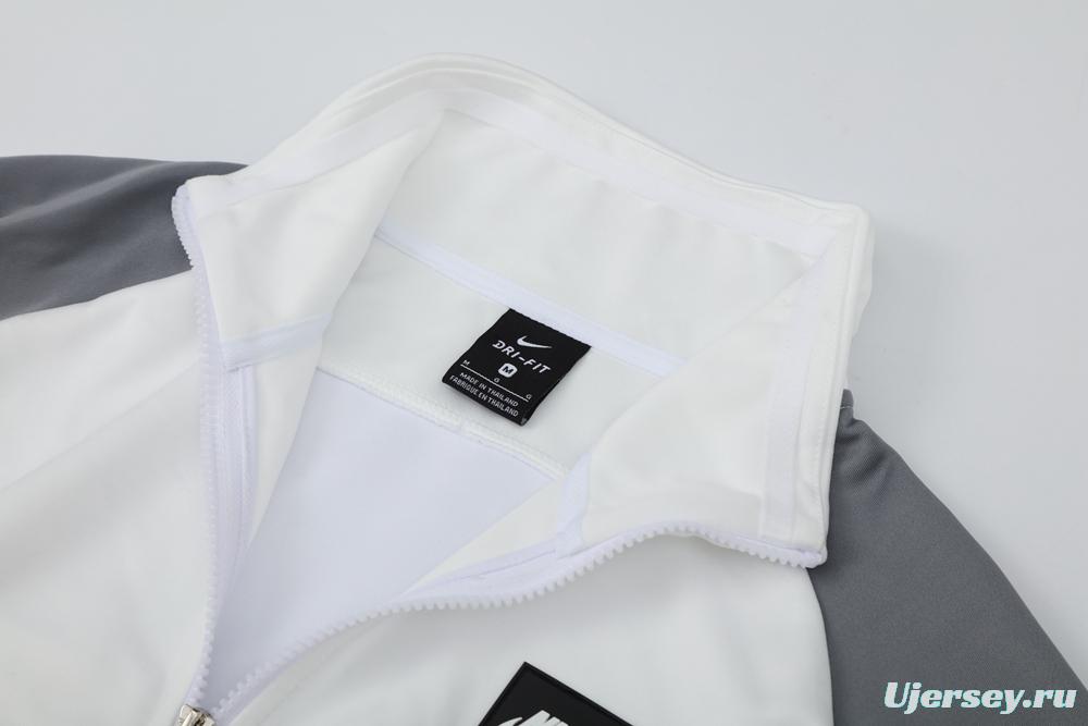 2025 NIKE WHITE/Grey Full Zipper Jacket +Long Pants