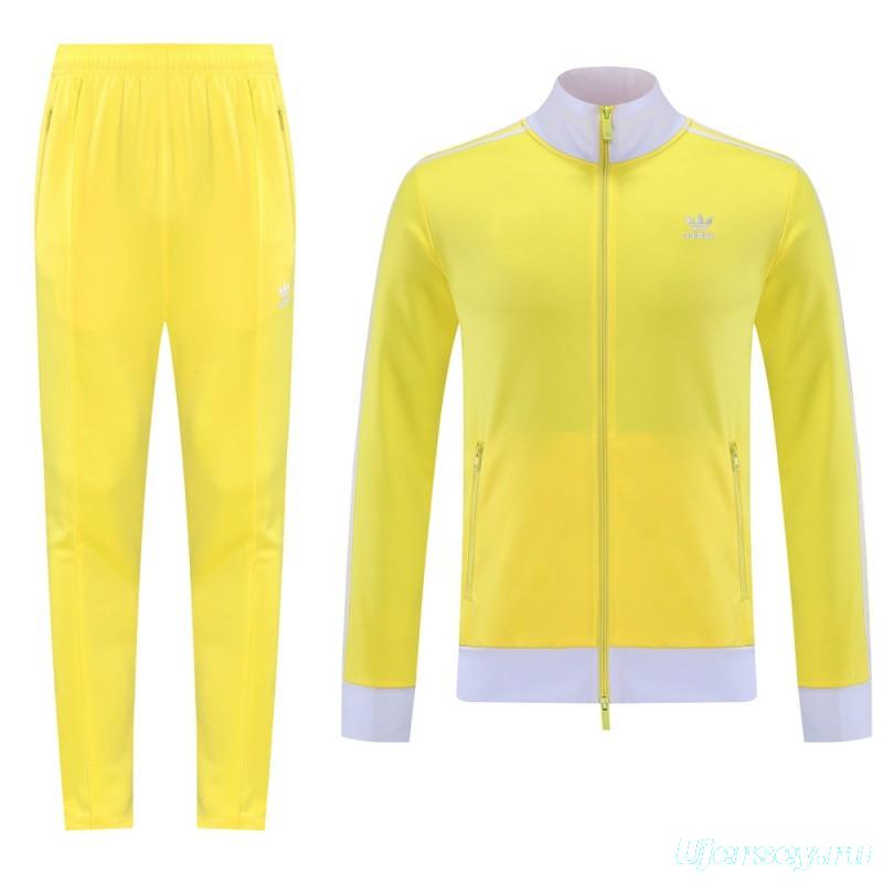 2025 Adidas Original Yellow Full Hoodie Zipper Jacket +Long Pants