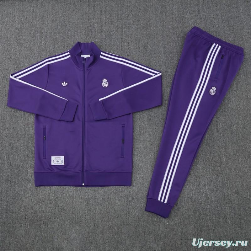 25/26 Real Madrid Purple Full Zipper Jacket +Long Pants