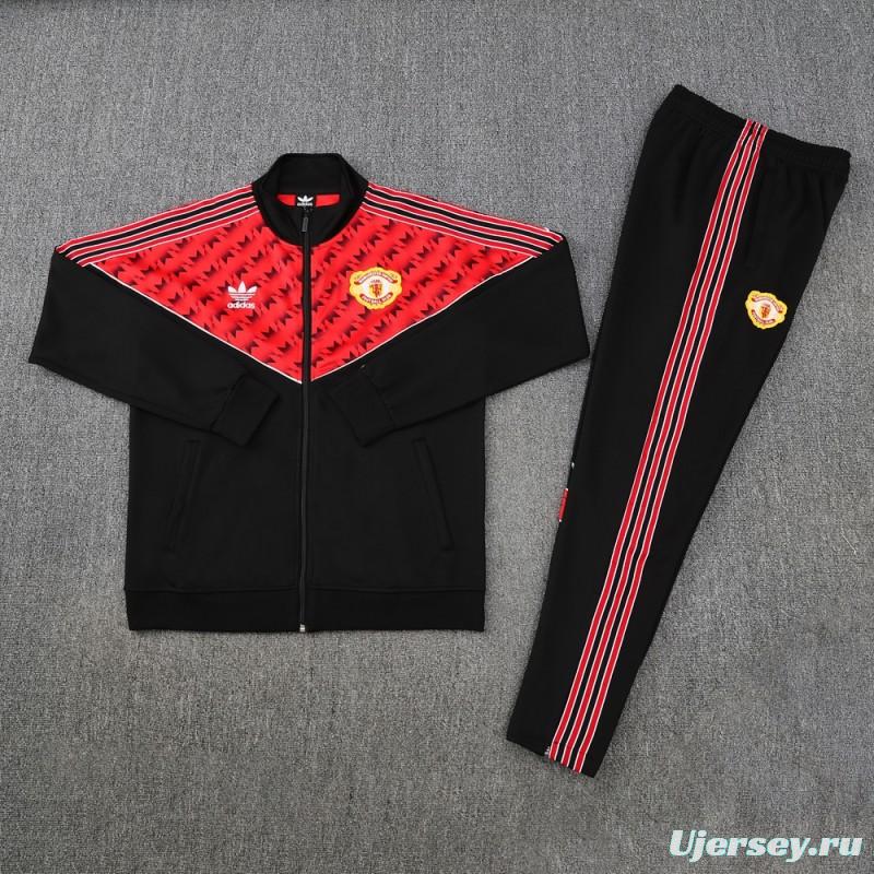 25/26 Manchester United Red/Black Full Zipper Jacket +Long Pants